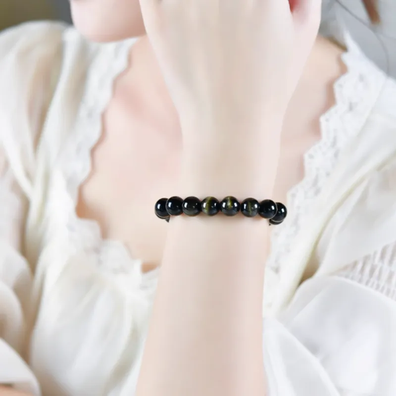Moon Jewelry Natural Obsidian Bracelets Unisex-3