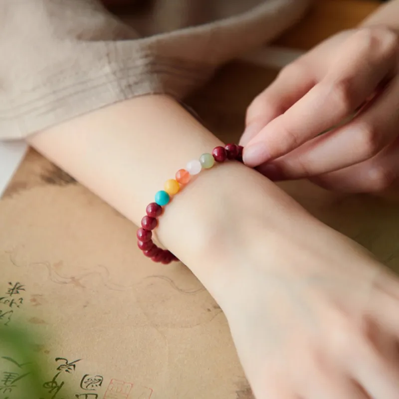Moon Jewelry Reconstructed Cinnabar Bracelets Unisex-2