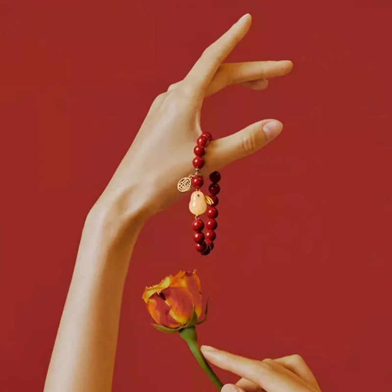 Moon Jewelry Reconstructed Cinnabar Bracelets Unisex-4