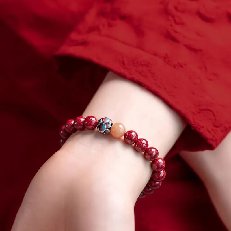 Moon Jewelry Reconstructed Cinnabar Bracelets Women's-1