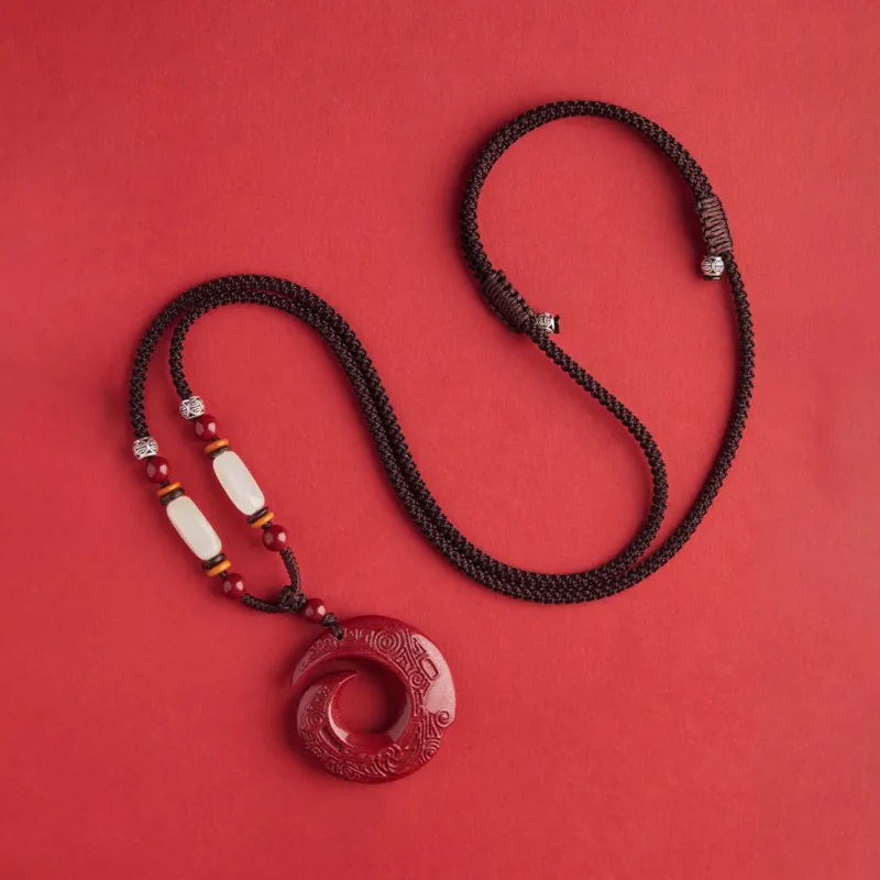 Moon Jewelry Reconstructed Cinnabar Jade Necklaces Unisex-4