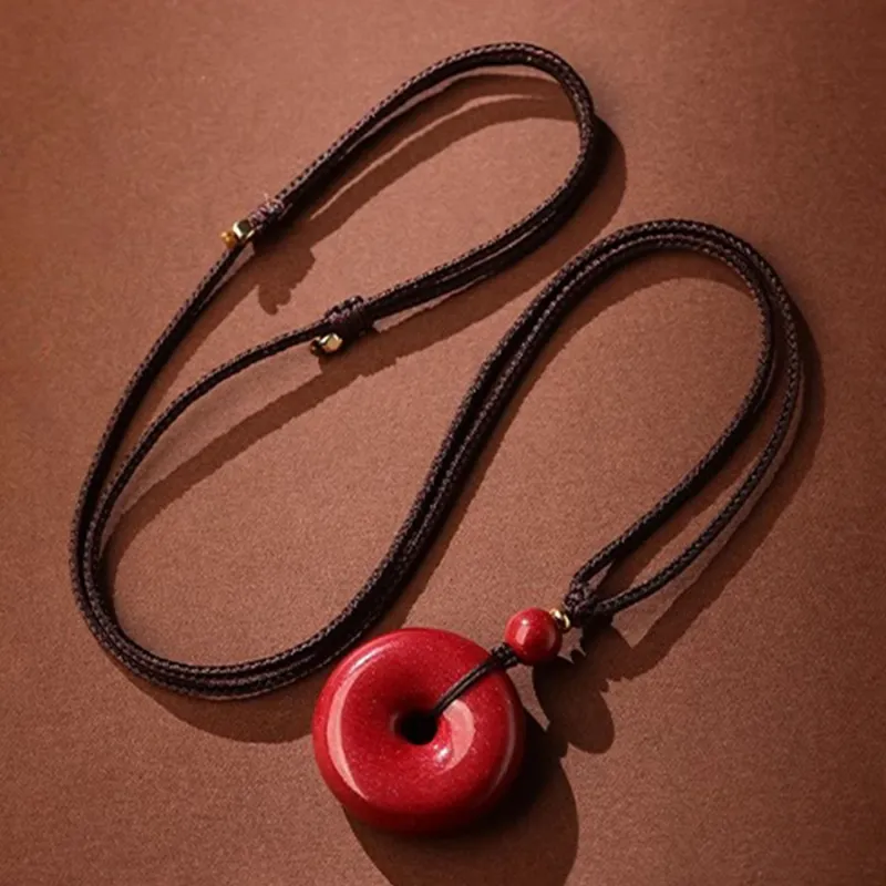 Moon Jewelry Reconstructed Cinnabar Necklaces Unisex-49