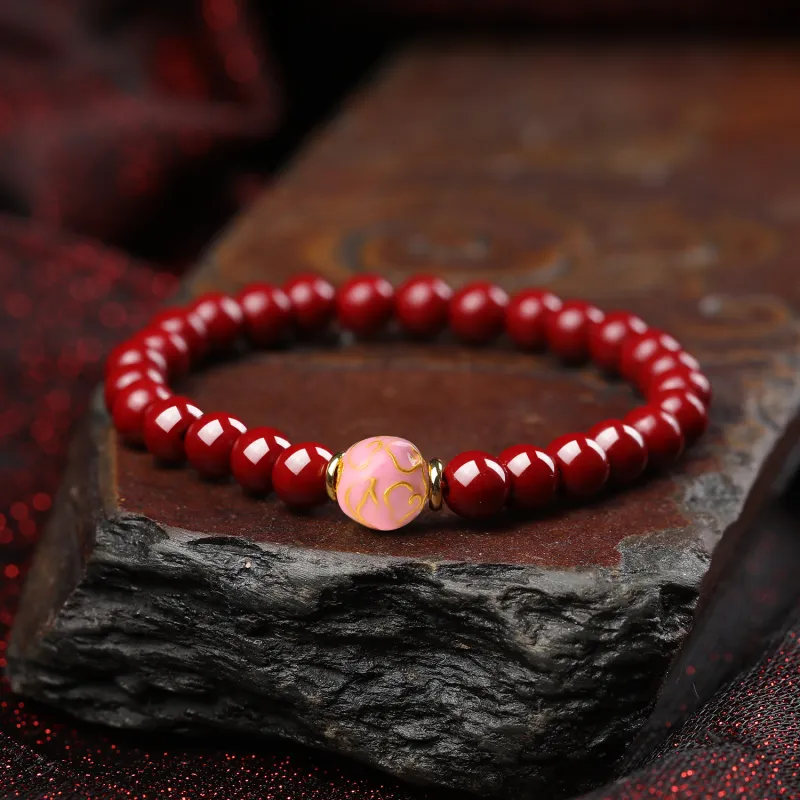 Moon Jewelry Reconstructed Cinnabar Bracelets Unisex-3