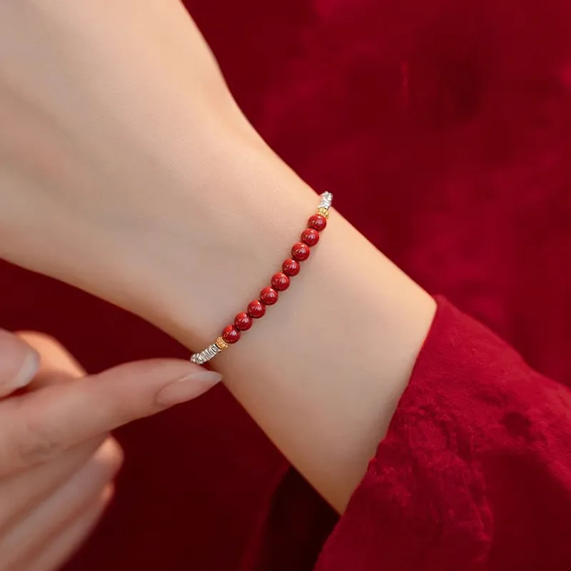 Moon Jewelry Reconstructed Cinnabar Jade Bracelets Women's-2