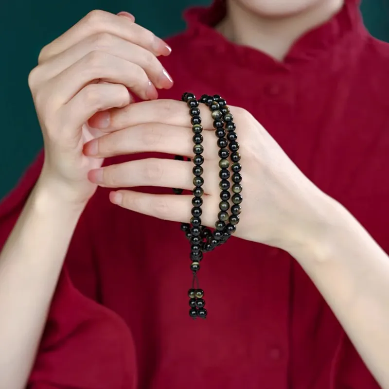 Moon Jewelry Natural Obsidian Bracelets Unisex-4