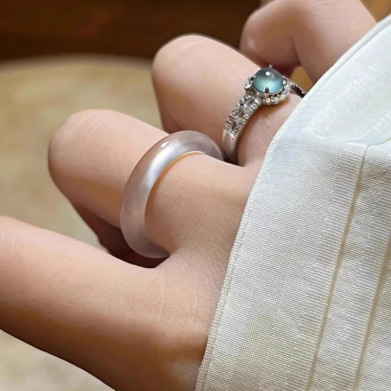 Moon Jewelry Agate Jade Rings Unisex-7
