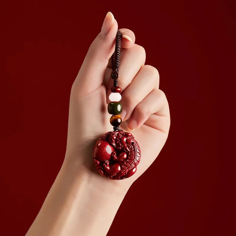 Moon Jewelry Reconstructed Cinnabar Carved Jade Ornaments Unisex-1