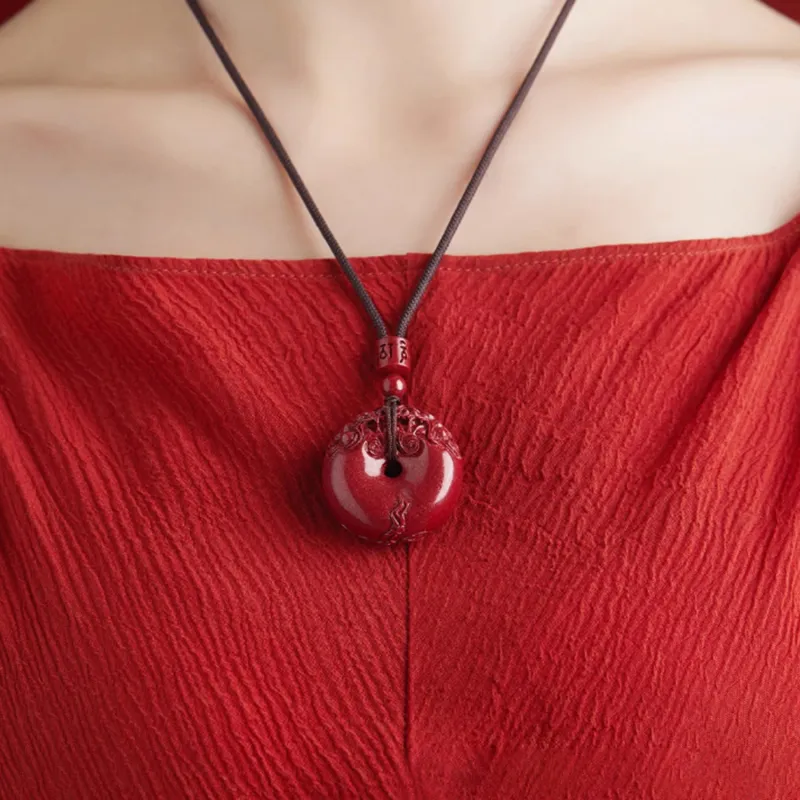 Moon Jewelry Reconstructed Cinnabar Necklaces Unisex-2
