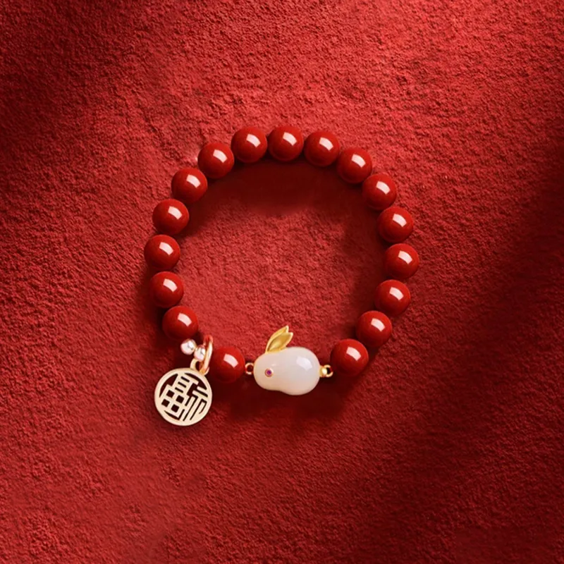 Moon Jewelry Reconstructed Cinnabar Bracelets Unisex-2