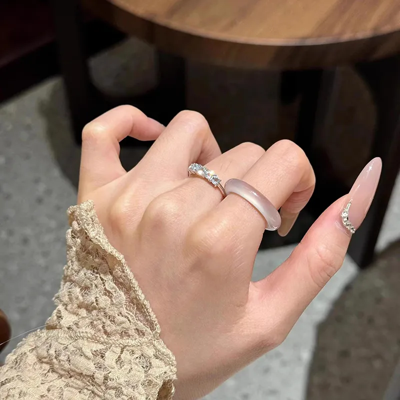 Moon Jewelry Agate Jade Rings Unisex-2
