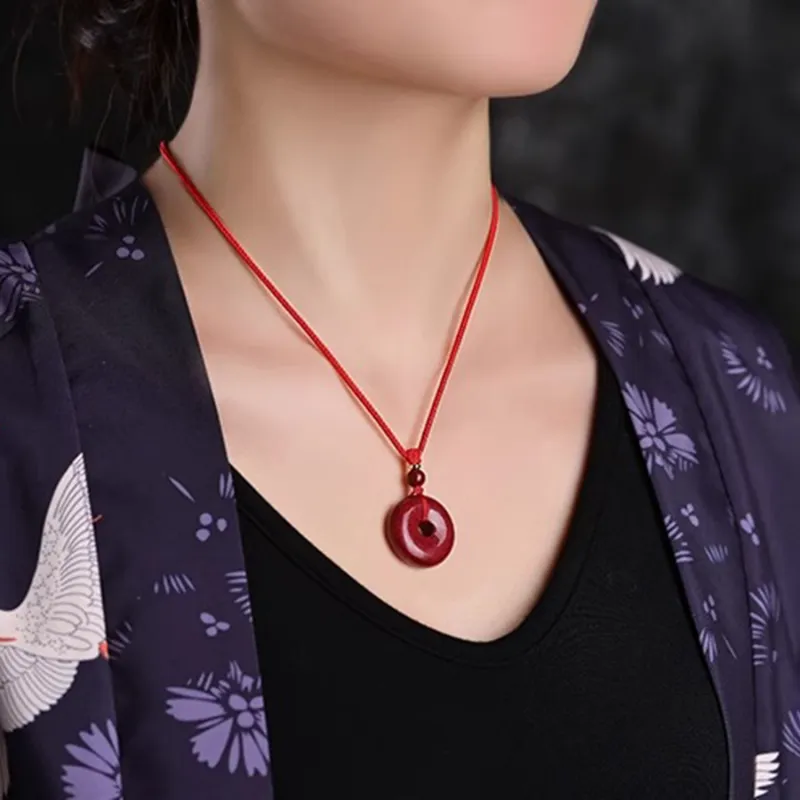 Moon Jewelry Reconstructed Cinnabar Necklaces Unisex-29