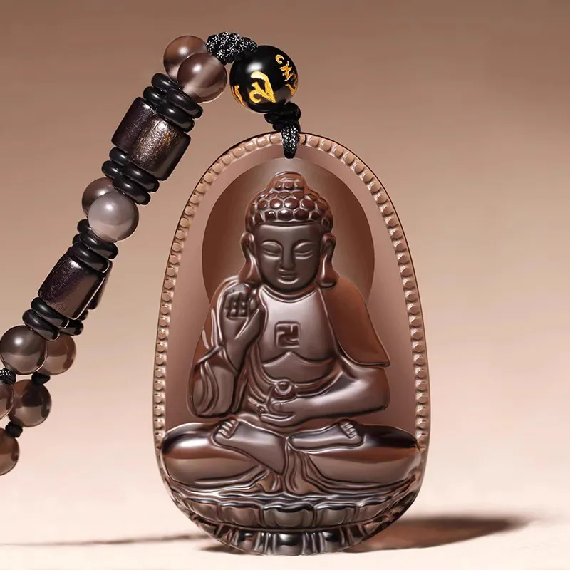 Moon Jewelry Natural Obsidian Necklaces Unisex-18