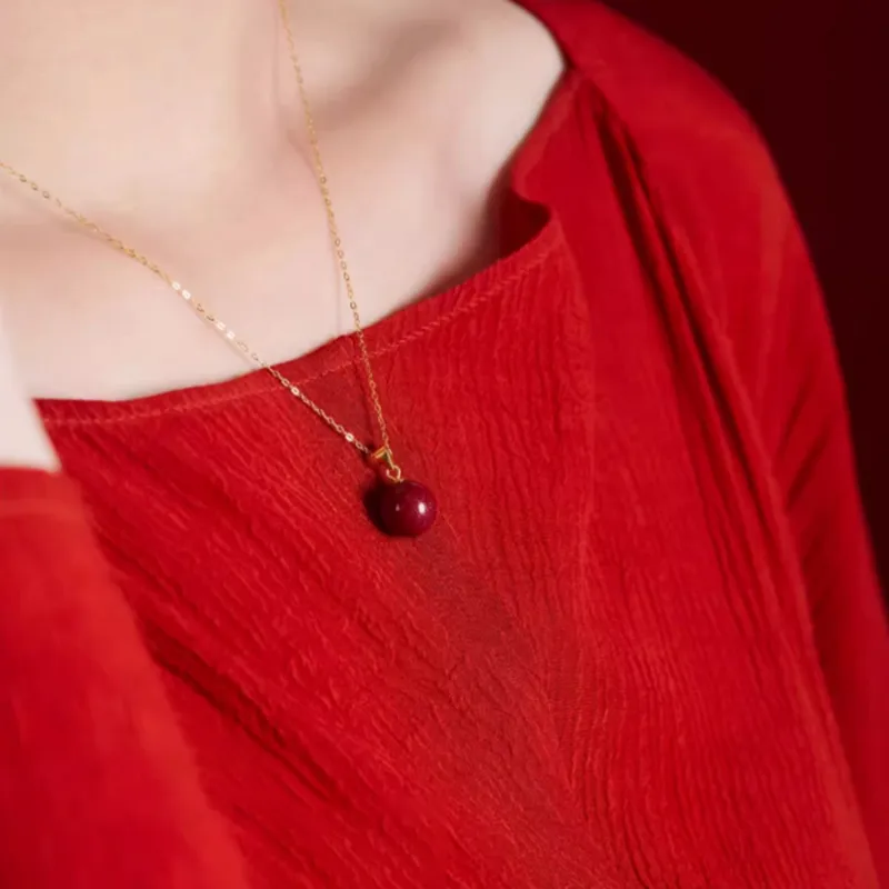 Moon Jewelry Cinnabar Jade Necklaces Women's-2