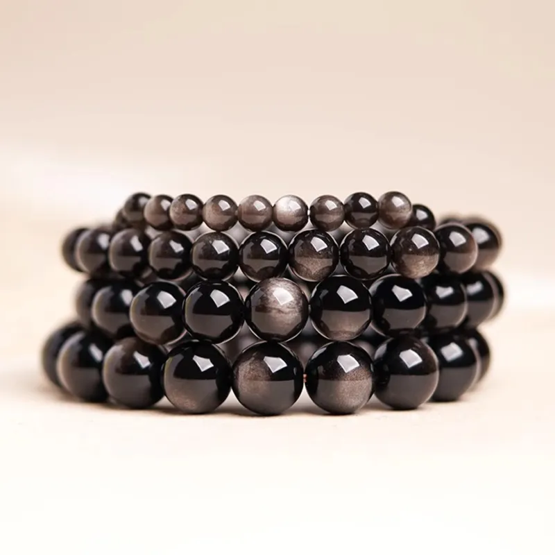 Moon Jewelry Natural Obsidian Bracelets Unisex-4
