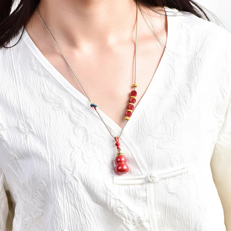 Moon Jewelry Reconstructed Cinnabar Necklaces Women's-1