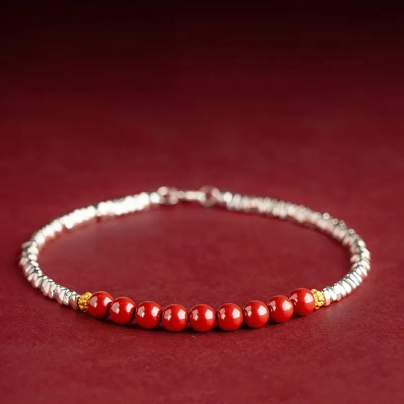 Moon Jewelry Reconstructed Cinnabar Jade Bracelets Women's-3