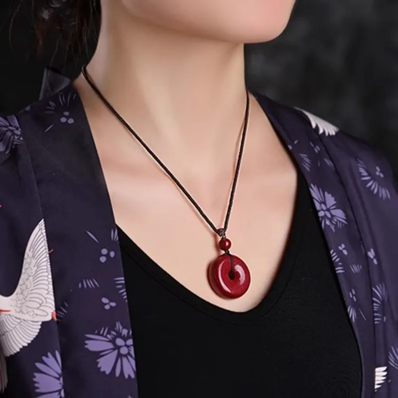 Moon Jewelry Reconstructed Cinnabar Necklaces Unisex-41