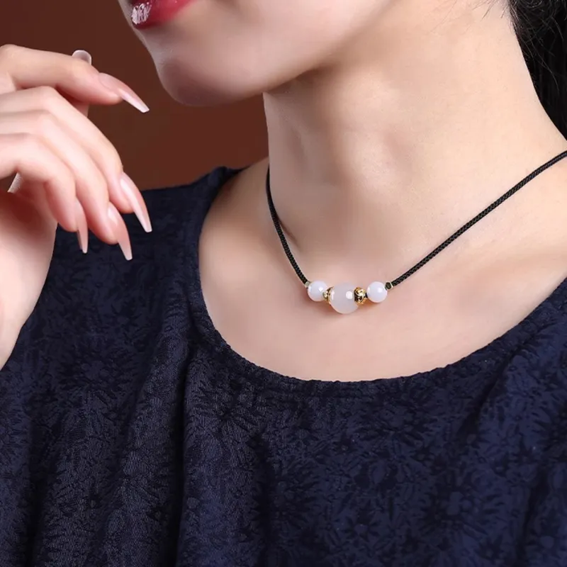 Moon Jewelry Agate Necklaces Unisex-2