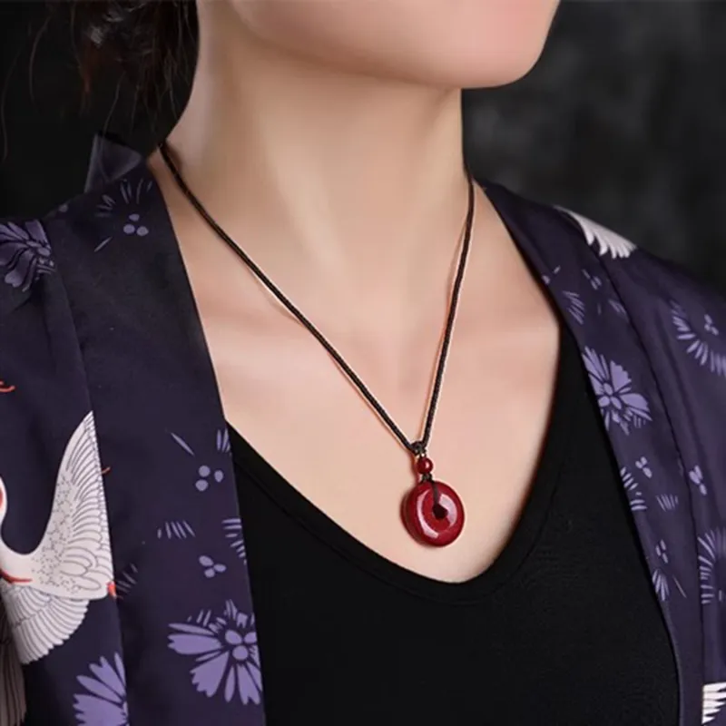 Moon Jewelry Reconstructed Cinnabar Necklaces Unisex-32