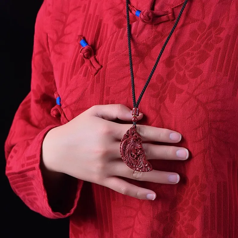 Moon Jewelry Reconstructed Cinnabar Pendants Unisex-4