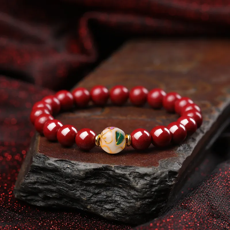 Moon Jewelry Reconstructed Cinnabar Bracelets Unisex-21