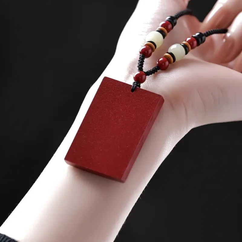 Moon Jewelry Reconstructed Cinnabar Jade Necklaces Unisex-5