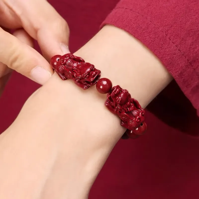 Moon Jewelry Reconstructed Cinnabar Bracelets Unisex-12