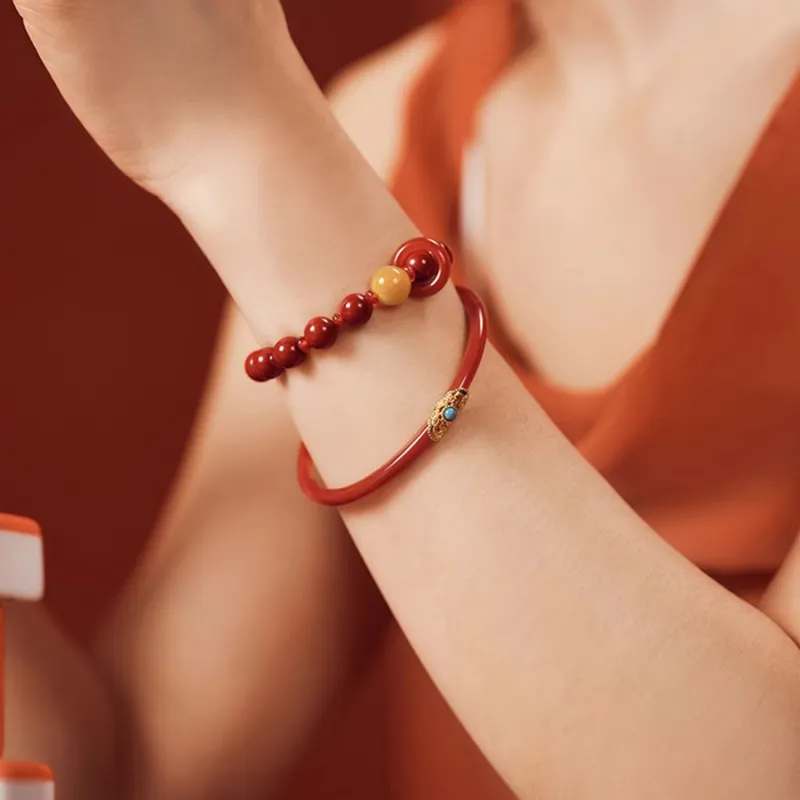 Moon Jewelry Reconstructed Cinnabar Bangles Unisex-7
