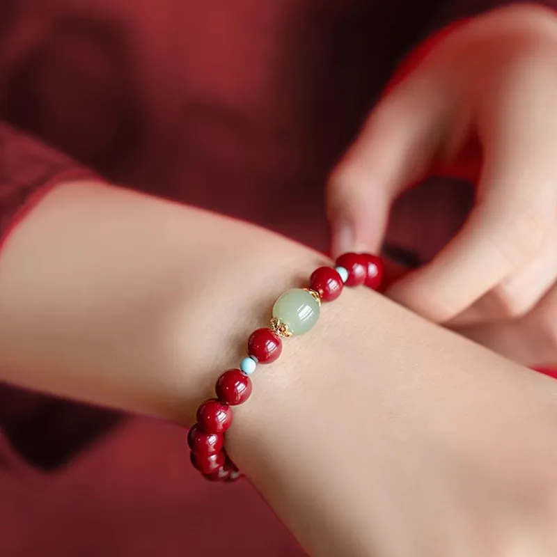 Moon Jewelry Reconstructed Cinnabar Jade Bracelets Unisex-2