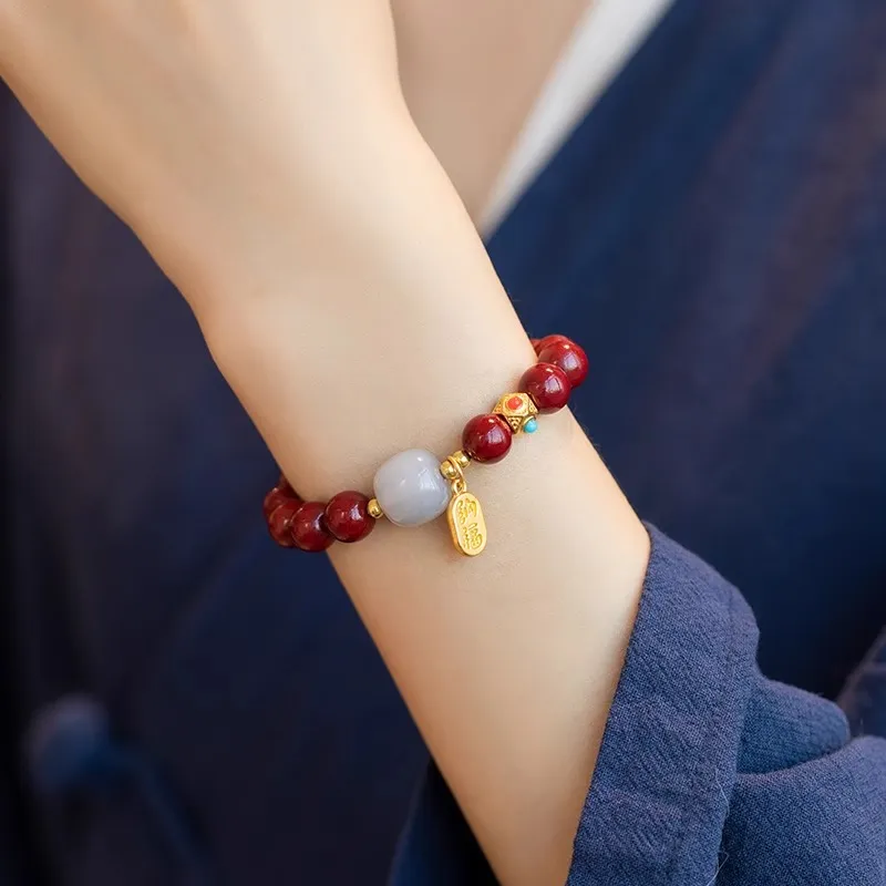 Moon Jewelry Reconstructed Cinnabar Bracelets Unisex-1