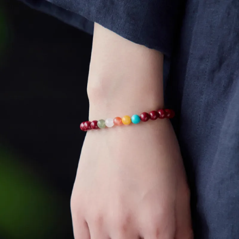 Moon Jewelry Reconstructed Cinnabar Bracelets Unisex-3