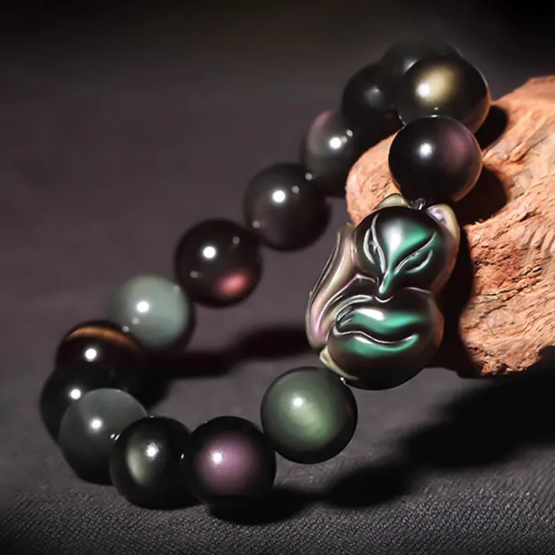 Moon Jewelry Natural Obsidian Bracelets Unisex-4