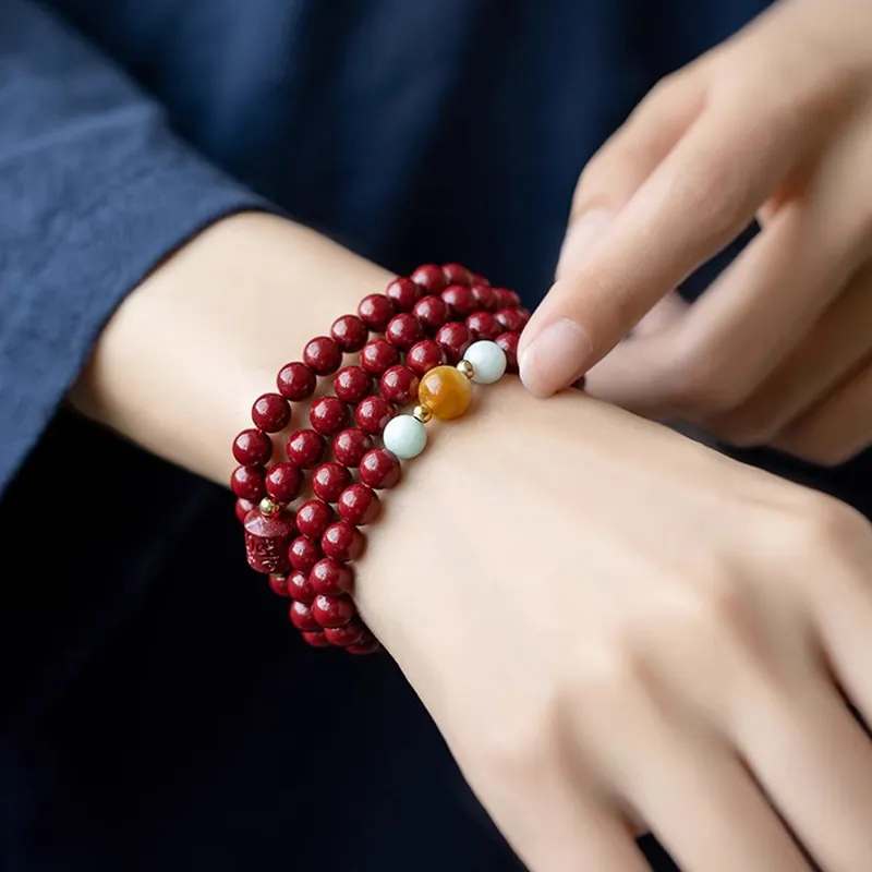 Moon Jewelry Reconstructed Cinnabar Bracelets Unisex-1