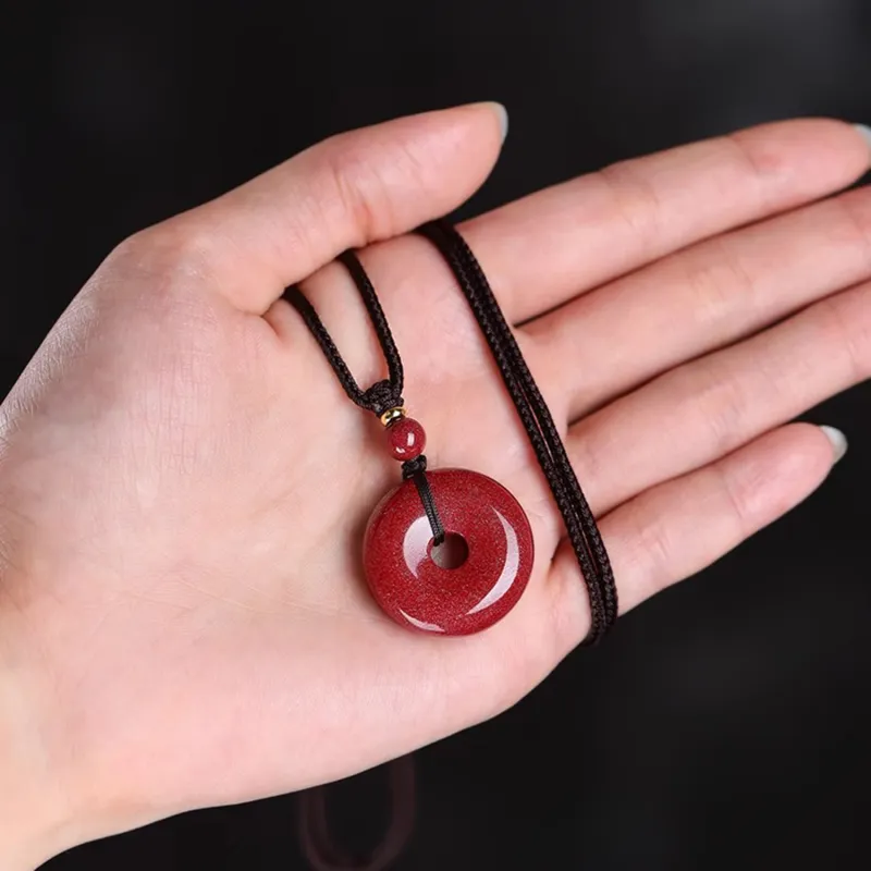 Moon Jewelry Reconstructed Cinnabar Necklaces Unisex-23