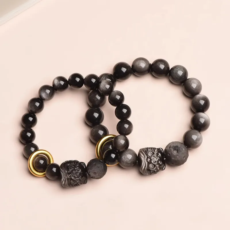 Moon Jewelry Obsidian Bracelets Unisex-3