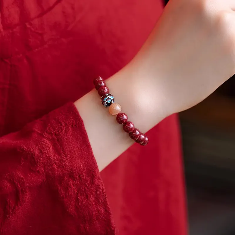 Moon Jewelry Reconstructed Cinnabar Bracelets Women's-2