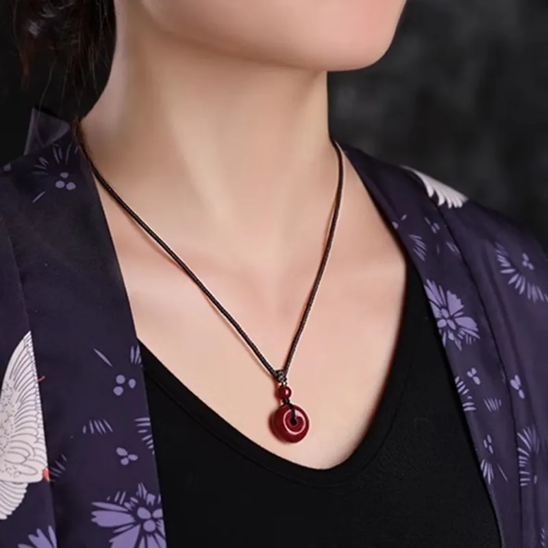 Moon Jewelry Reconstructed Cinnabar Necklaces Unisex-10