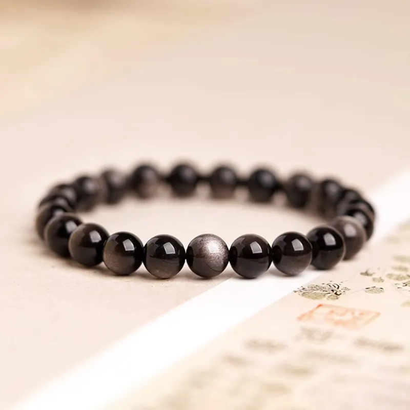 Moon Jewelry Natural Obsidian Bracelets Unisex-5