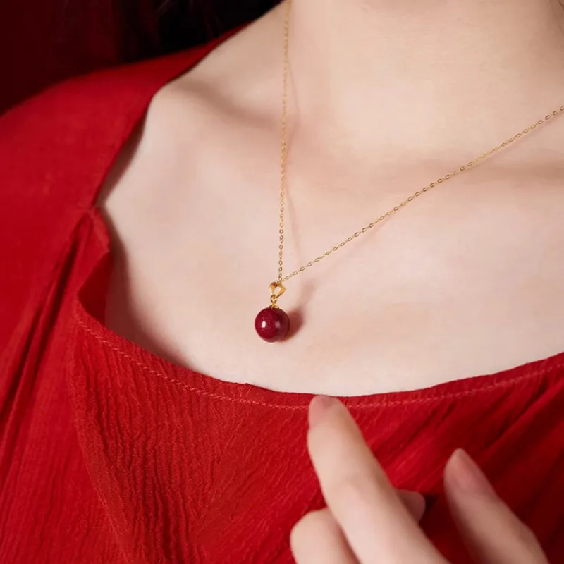 Moon Jewelry Cinnabar Jade Necklaces Women's-1