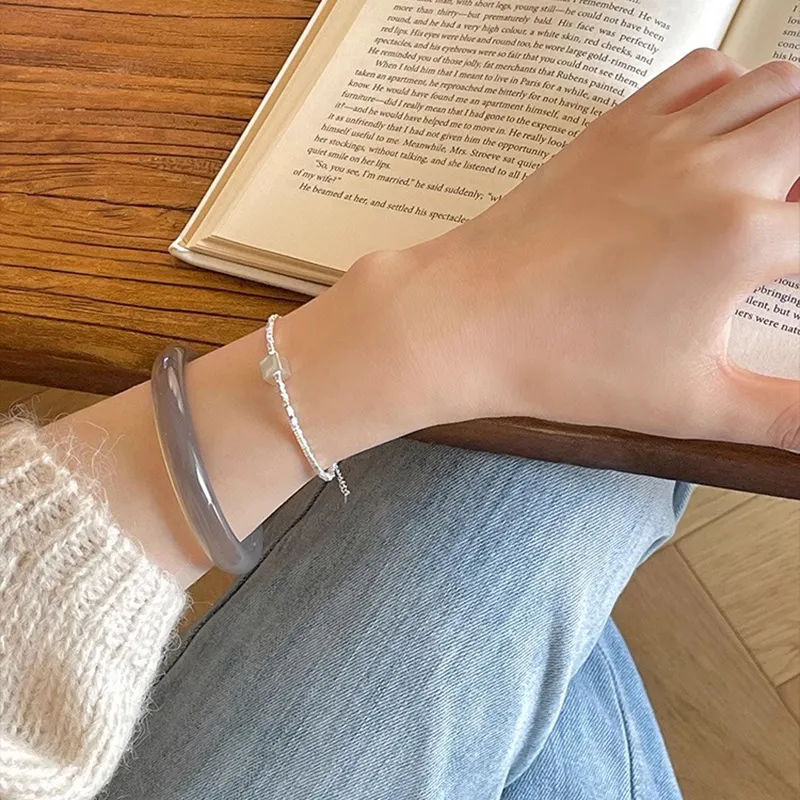 Moon Jewelry Natural Agate Jade Bangles Women's-5