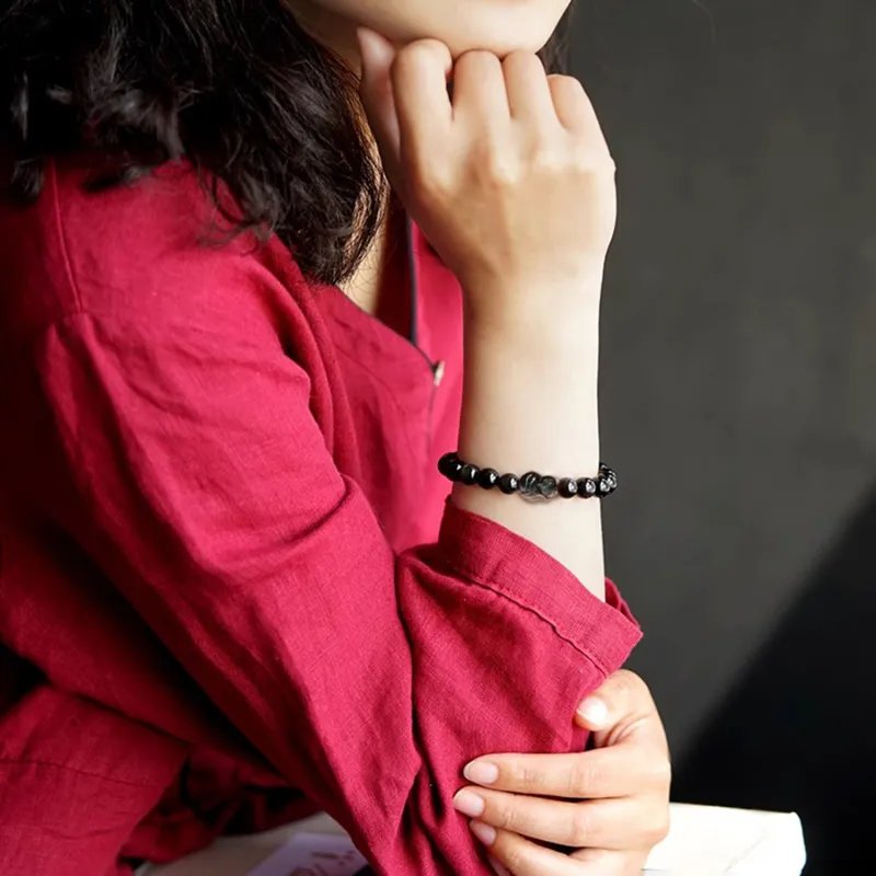 Moon Jewelry Natural Obsidian Bracelets Unisex-3