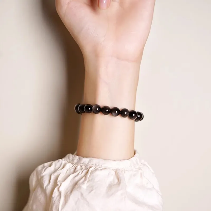 Moon Jewelry Natural Obsidian Bracelets Unisex-2