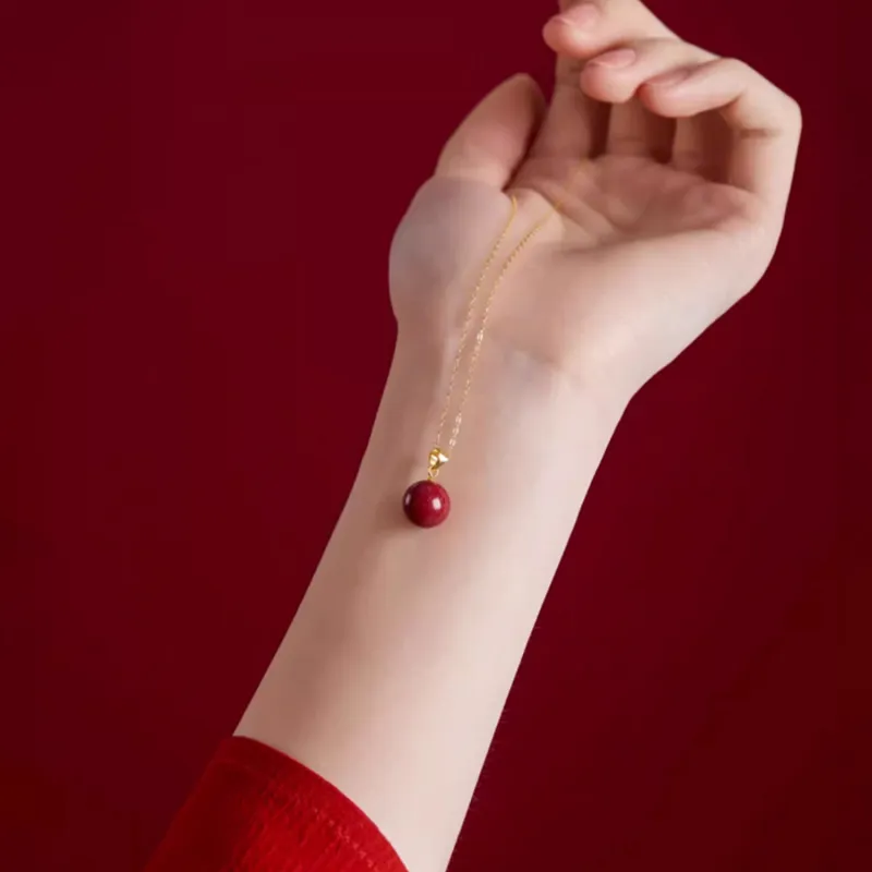Moon Jewelry Cinnabar Jade Necklaces Women's-3