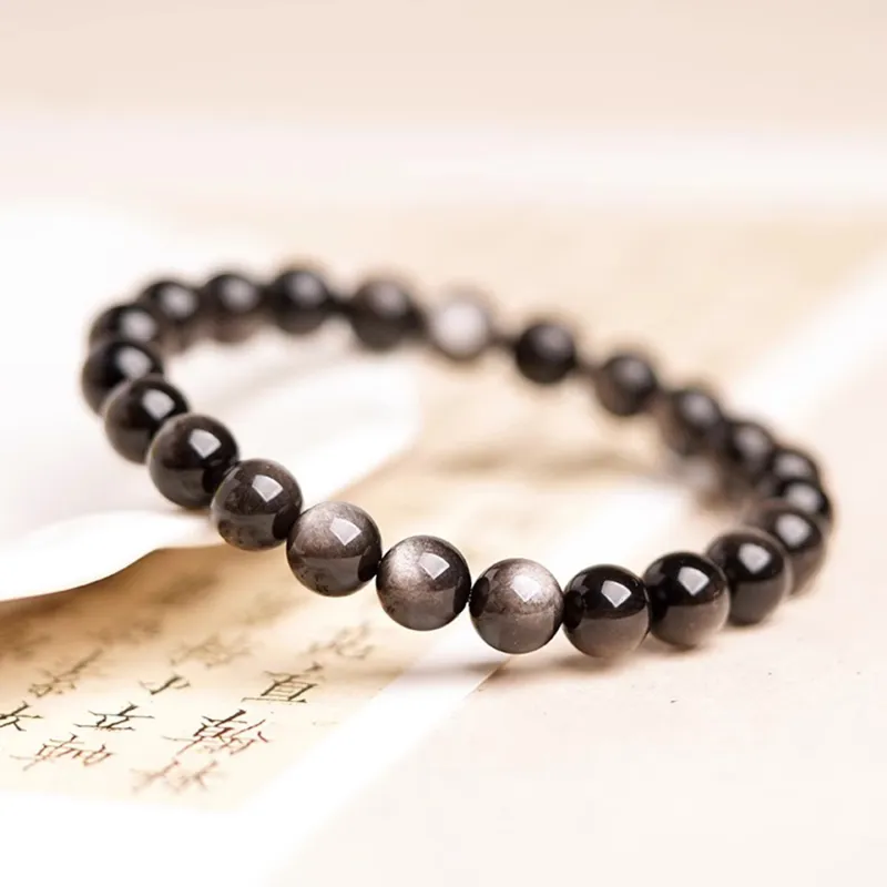 Moon Jewelry Natural Obsidian Bracelets Unisex-3