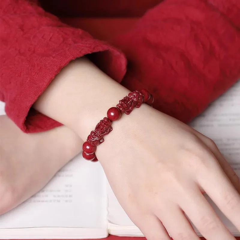 Moon Jewelry Reconstructed Cinnabar Bracelets Unisex-8