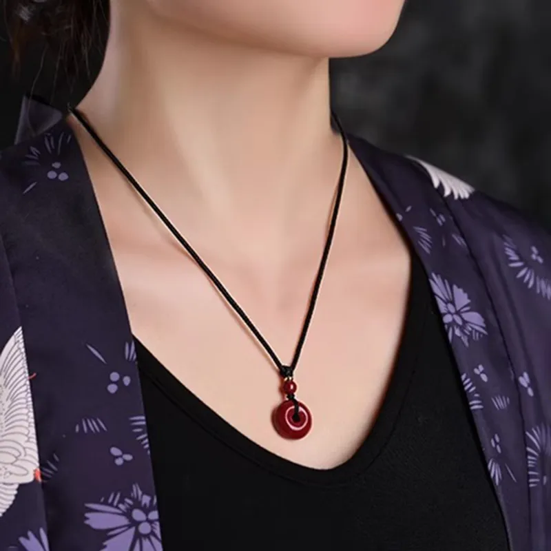 Moon Jewelry Reconstructed Cinnabar Necklaces Unisex-2