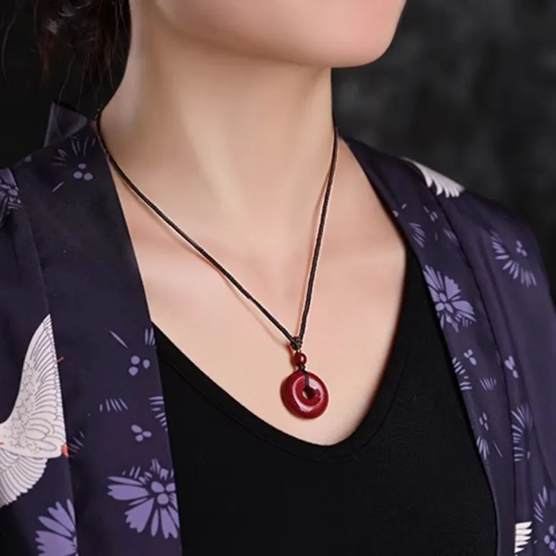 Moon Jewelry Reconstructed Cinnabar Necklaces Unisex-22