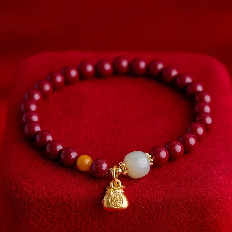 Moon Jewelry Reconstructed Cinnabar Bracelets Unisex-4