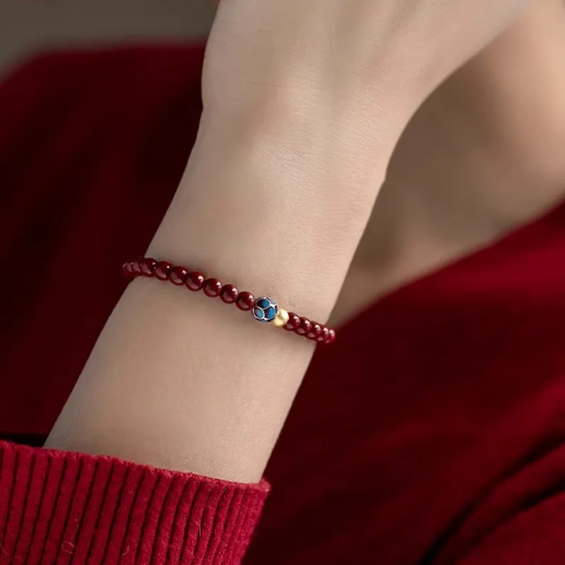 Moon Jewelry Reconstructed Cinnabar Bracelets Women's-2