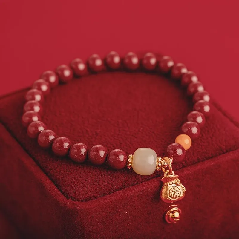 Moon Jewelry Reconstructed Cinnabar Bracelets Unisex-1